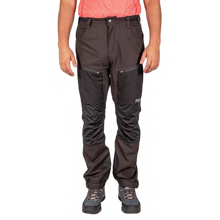 FIRN férfi túranadrág hegyi túrázáshoz, Fekete