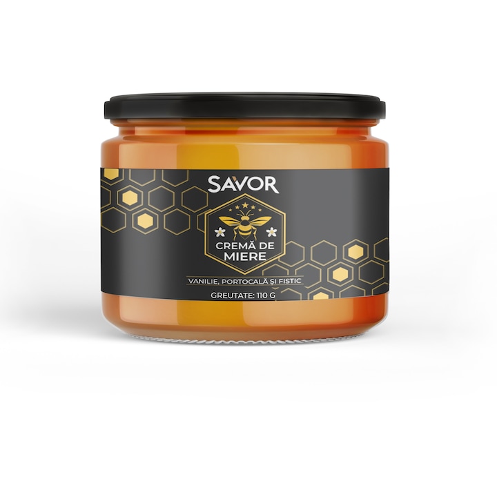 Crema de Miere cu Vanilie, Portocala si Fistic – Deliciu Natural si Rafinat 110 grame, Aroma surprinzatoare, Produs artizanal
