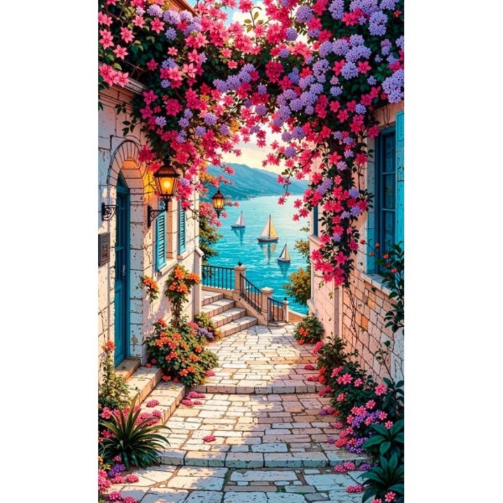 Pictură pe numere Art-hobby, Oraș maritim, 11821, dimensiune 30x50 cm, peisaj marin