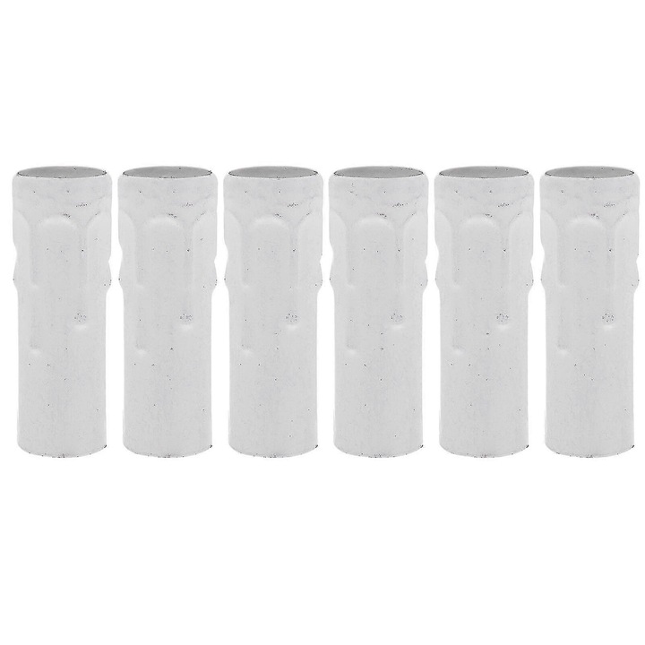 Set 6 huse pentru socluri candelabru E14, alb, 8x2.5cm