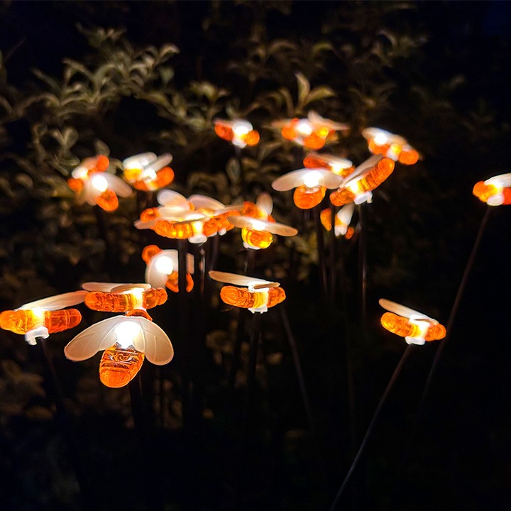 Lampa solara decorativa 4 in 1, 6 LED-uri, efect de licurici, impermeabila, pentru gradina, set