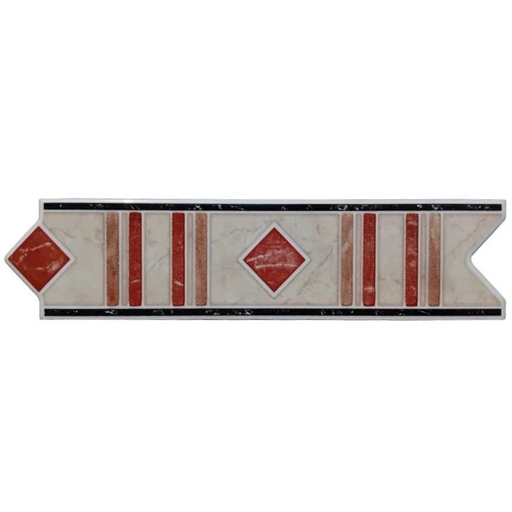 Placă decorativă MoftX Cordoba Beige, set 10 bucăți, geometrie elegantă, bej-roșu-teracotă, 5x20cm