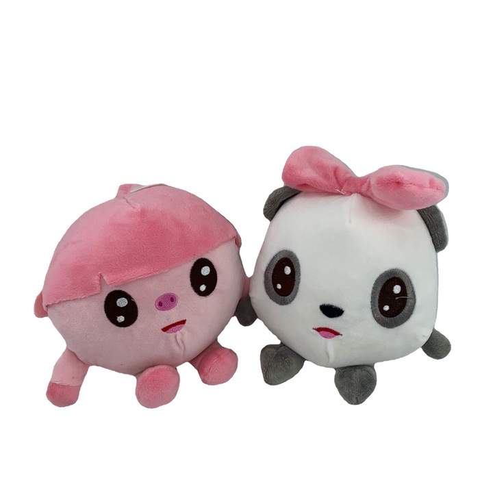 Jucarii de plus set: Ricky Zoom - Niuniu roz + Tiantian alb, 20cm