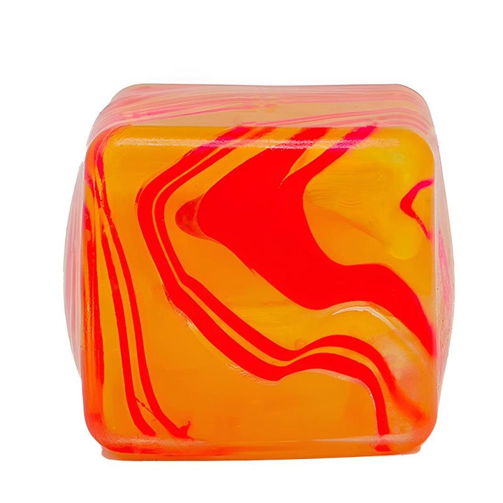 Interaktív játék gyerekeknek, stresszoldó kocka, örvény mintás, narancssárga, 5.5cm