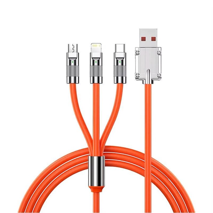 Cablu USB 3-in-1 cu incarcare rapida la tip C Micro, cablu de incarcare rapida