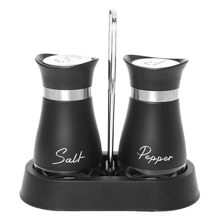 Set de rasnite condimente din otel inoxidabil, design rustic, 8cm, negru