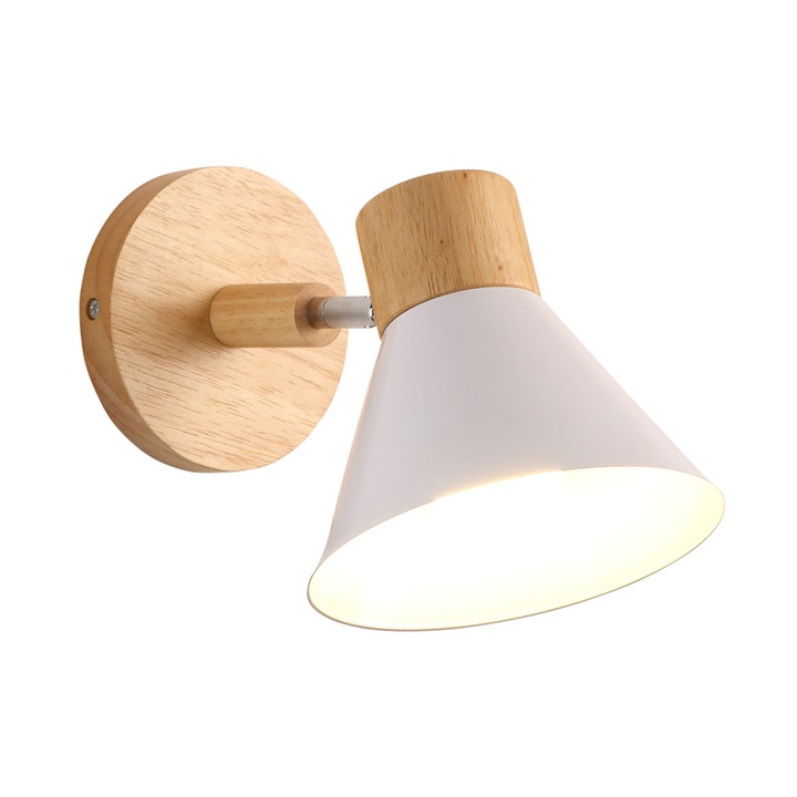 Aplica de perete din lemn si fier, design retro, ajustabil, 110-240V, 60W max