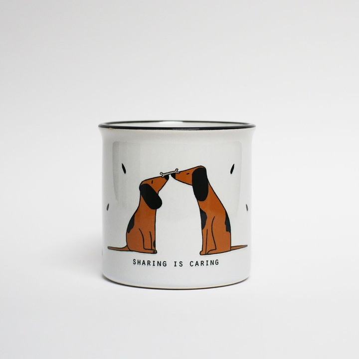 Cana ceramică cu imprimeu câine, alb, 350ml