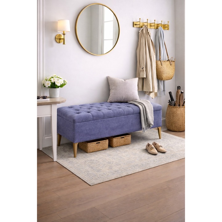 Lada tapițată, 140 cm, mov deschis, 50 cm, din velur