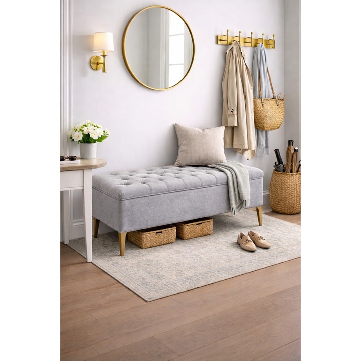 Lada tapițată, 120x50cm, gri