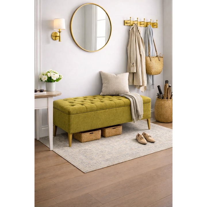 Lada tapițată, 140x50cm, vernil