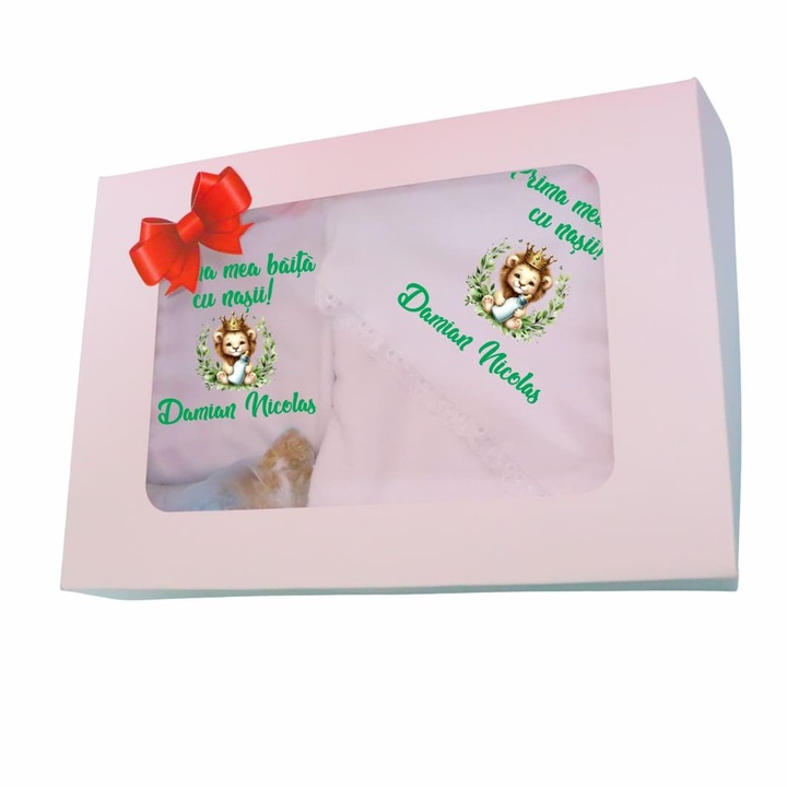 Set Prima mea baita cu Nasii, Alb, Bebe Leu, Bumbac, SPB35