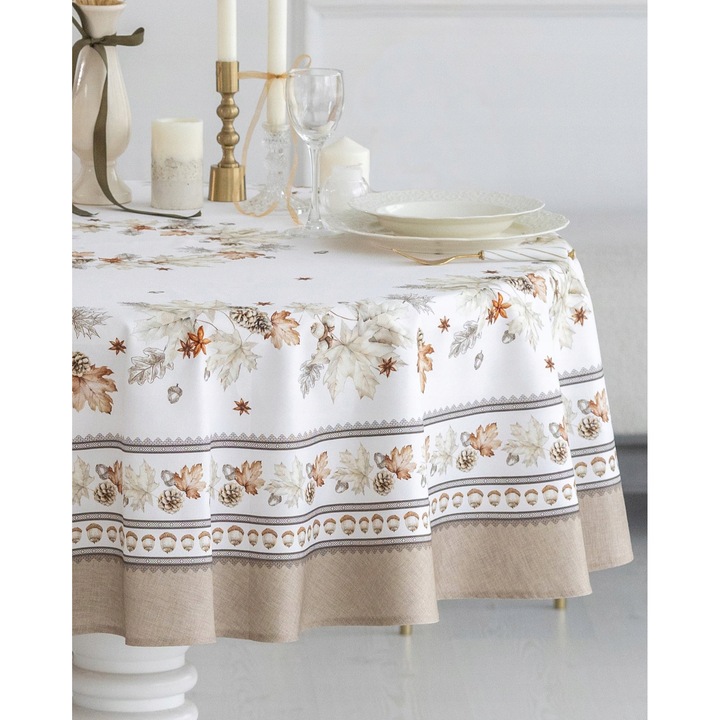 Obrus oval 140x170 cm, Listelle, colectia Toronto, 100% bumbac, impermeabil