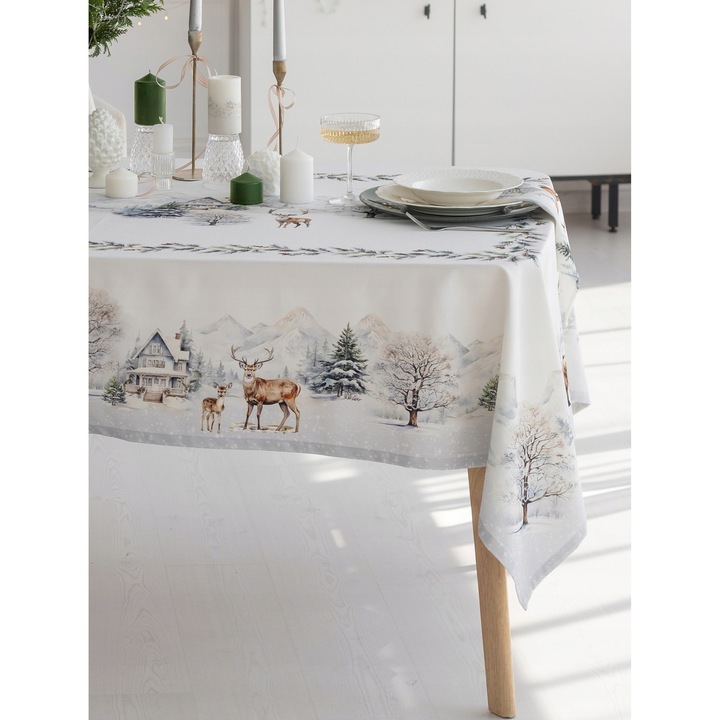 Obrus rectangular Mrozny poranek 165x305 cm, bumbac, impermeabil, pentru masa