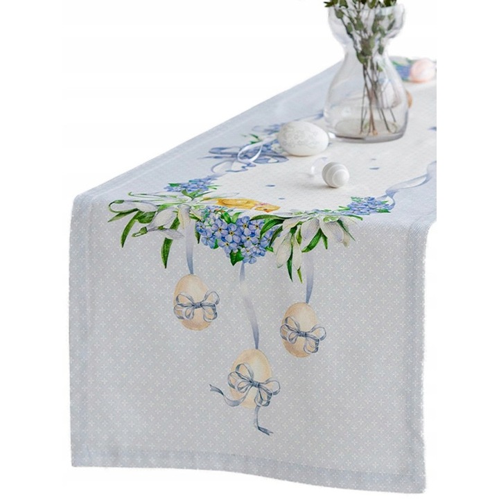 Fete de masa, Listelle, Bieznik obrus Wielkanocny, 100% Bawelniany, 40x190cm