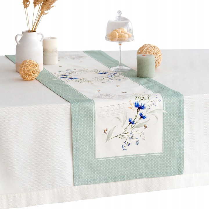 Bieznik decorativ pentru masa, 40x180 cm, Chabry, bumbac natural, rezistent la pete