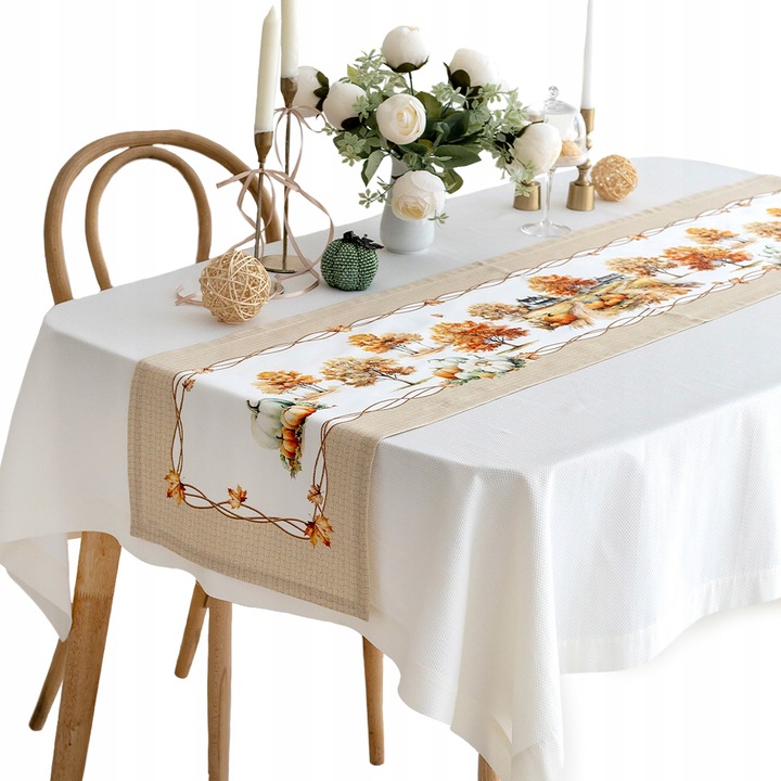 Bieznik decorativ pentru masa Listelle Terra 40x180cm, bumbac 100%, impermeabil