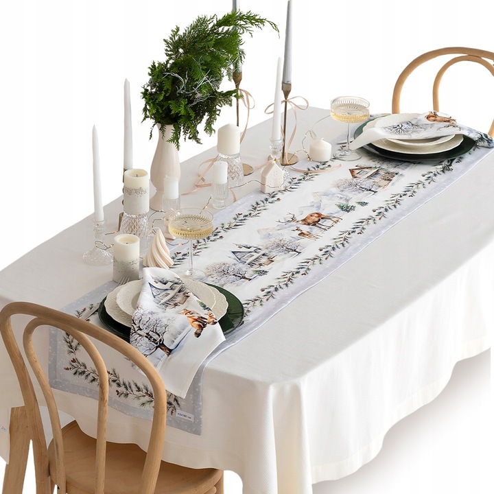 Bieznik de masa 40x220 cm Mrozny Poranek, 100% bumbac, plama- si apa-rezistent