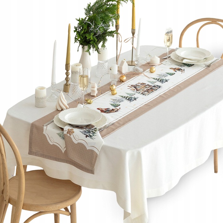 Bieznik de masa Listelle, DOMEK Z PIERNIKA, 40x185 cm, bumbac 100%, plama- si apa-rezistent