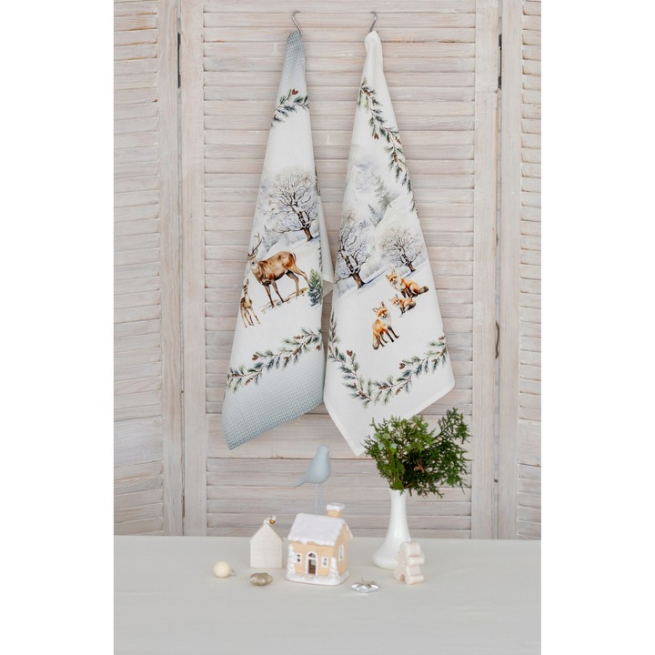 Set prosoape de bucatarie 2 bucati 45x65cm Mrozny poranek bumbac