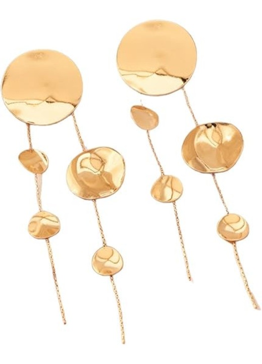 Cercei lungi cu ciucuri grosi din aur de 18K pentru femei, cercei mari din aur, tip stack, statement, reglabili, vintage, candelabru, cadouri de bijuterii pentru femei