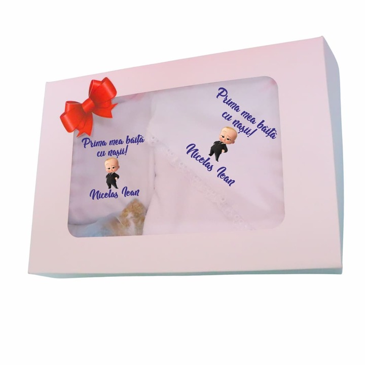 Set Prima mea baita cu Nasii, Alb, Baby Boss, Bumbac, SPB23