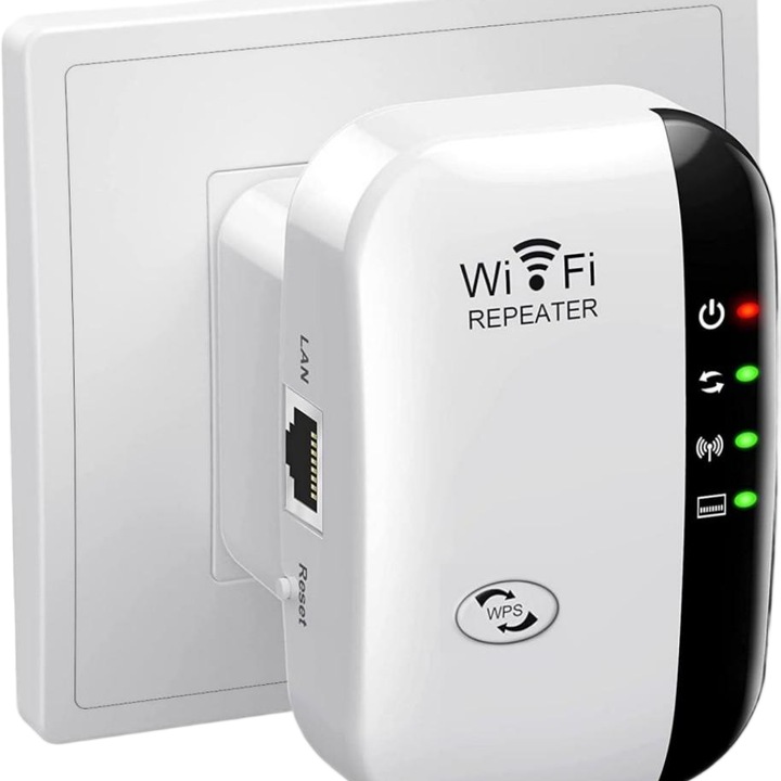 WiFi jelerősítő/jelismétlő, vezeték nélküli LAN ismétlő/AP mód, akár 55 négyzetméteres lefedettség, nagy hatótávolságú erősítő Ethernet porttal, minden eszközzel kompatibilis, egykattintásos beállítás, hozzáférési pont.