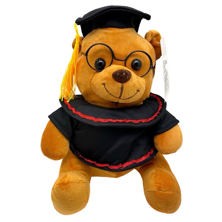 Ursulet de plus JPT absolvire cu toc, ochelari, maro, 25-30cm