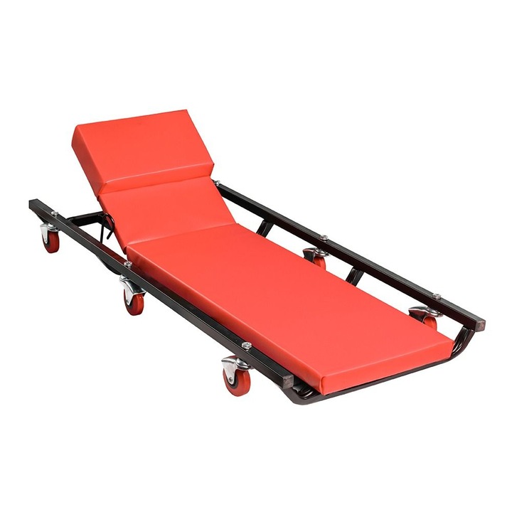 Pat de lucru mobil pentru mecanic auto L-1000mm buretat cu tetiera ajustabila si cadru metalic Energo