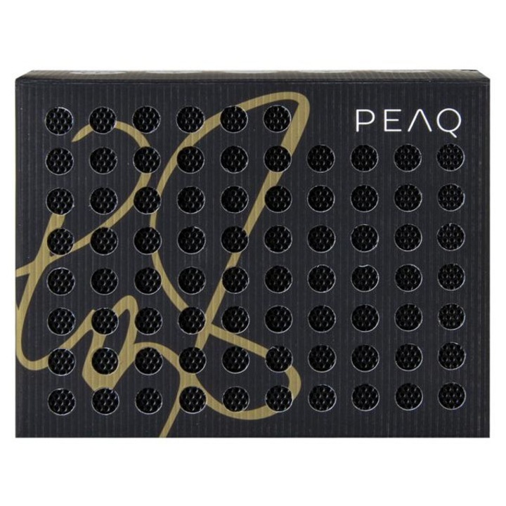 Boxa portabila PEAQ PPA 107-RW Music Cube Robbie Williams Edition, 5W, Bluetooth, negru/roz, cu 2 modele de folie schimbabila