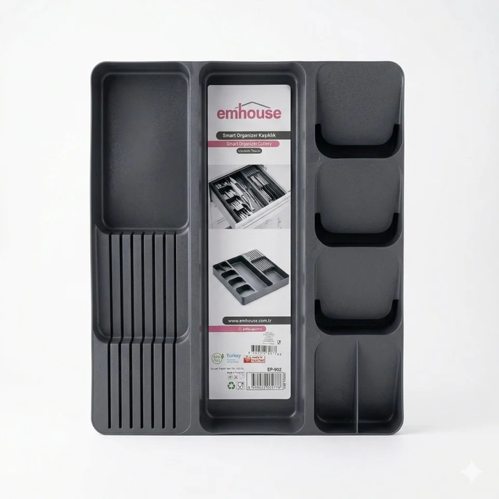 EMHOUSE Smart Vágólap Szervező, 43 x 43, 5 x 5 cm, Antracit/Szürke