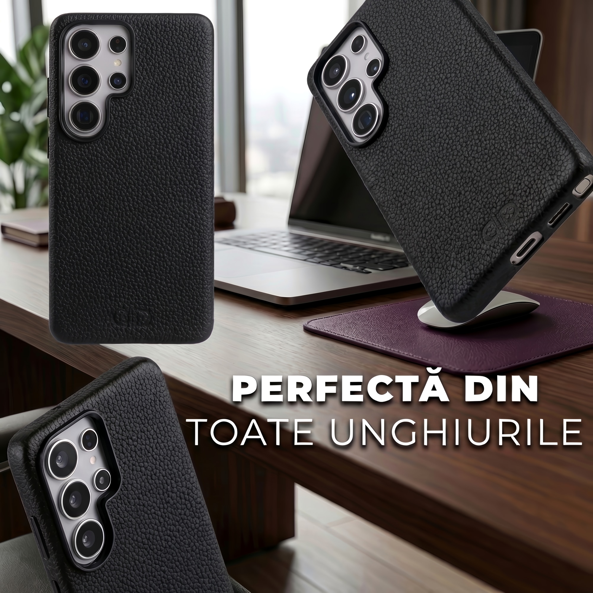 Husă din piele naturală DD Daden pentru Samsung S26 Ultra, MagSafe, handmade, neagră