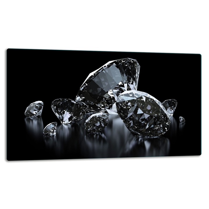 Стъклена дъска TMK ArtDeko, 52x30см, защита за готвене, графичен дизайн, черна