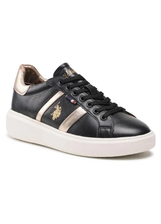 Női sportcipő, U.S. Polo Assn., Fekete, Természetes és ökológiai bőr 2870, Fekete, 37