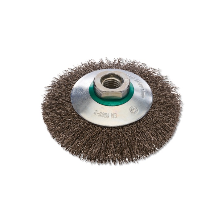 Perie Conica pentru Inox / Otel / Neferoase, Ekbw, 100 X 20 X 20 / M14 X 2.0, Grosime Sarma 0.30, Turatie Max. 12 500