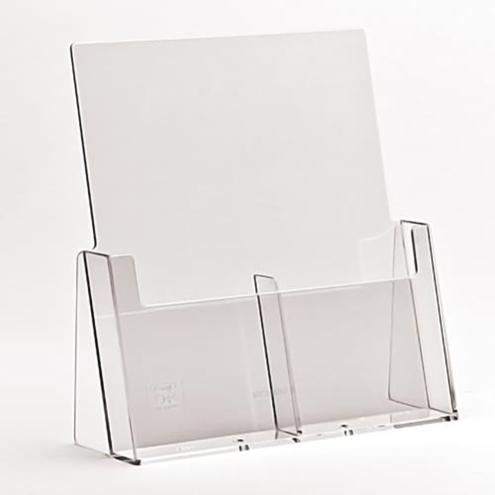 Suport birou Taymar 2xDL, transparent, 2 compartimente, 233x249x85mm