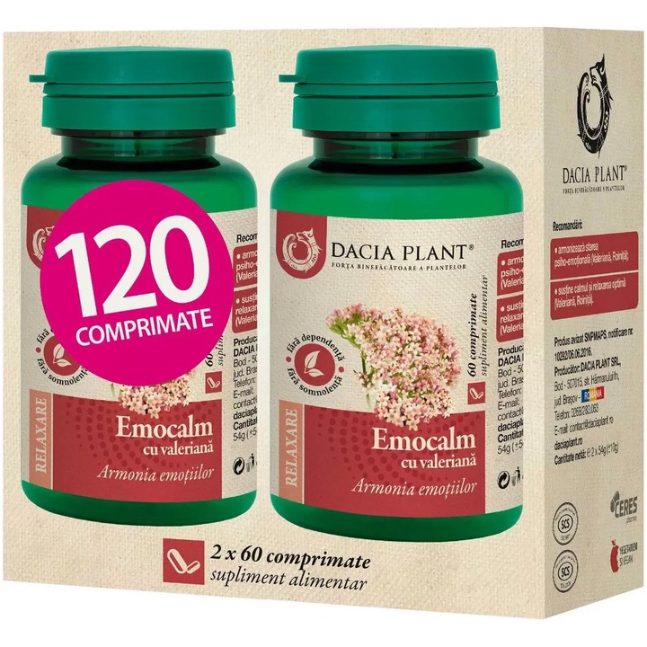 Emocalm cu valeriana, 120 comprimate