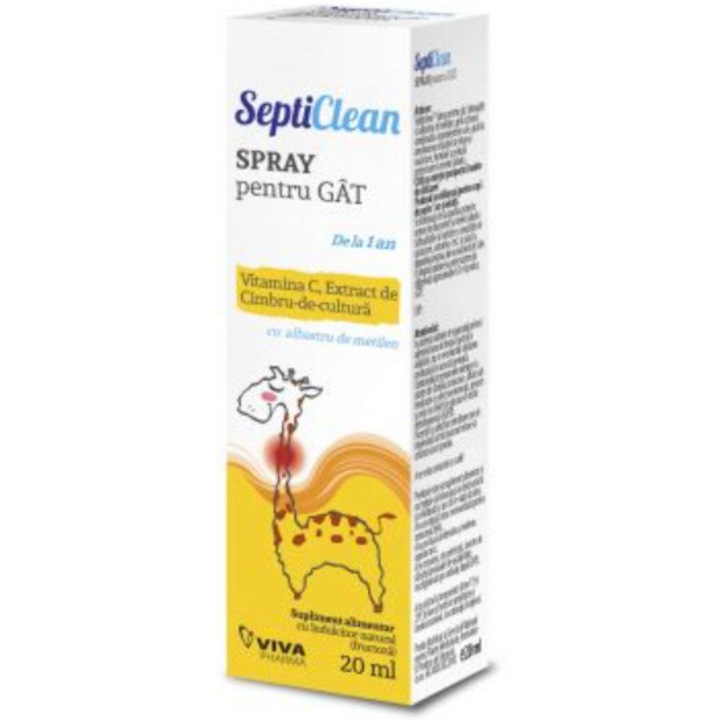 Septiclean - Spray pentru gat cu albastru de metilen, Dacia Plant, 20ml