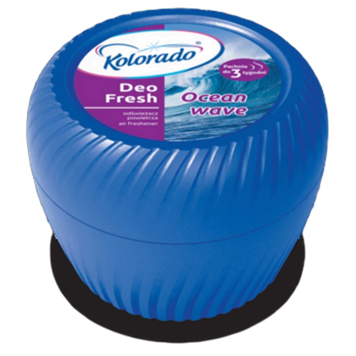 Szobaillatosító, Colorado, friss óceáni illat, 150 g, tengeri szellő, szobákba, állítható illatintenzitás, 4 hét illatkioldás, Lengyelország, anyag: töltőanyag, zselésítőszerek, illatkompozíció, színezékek, tartósítószer, időtartam