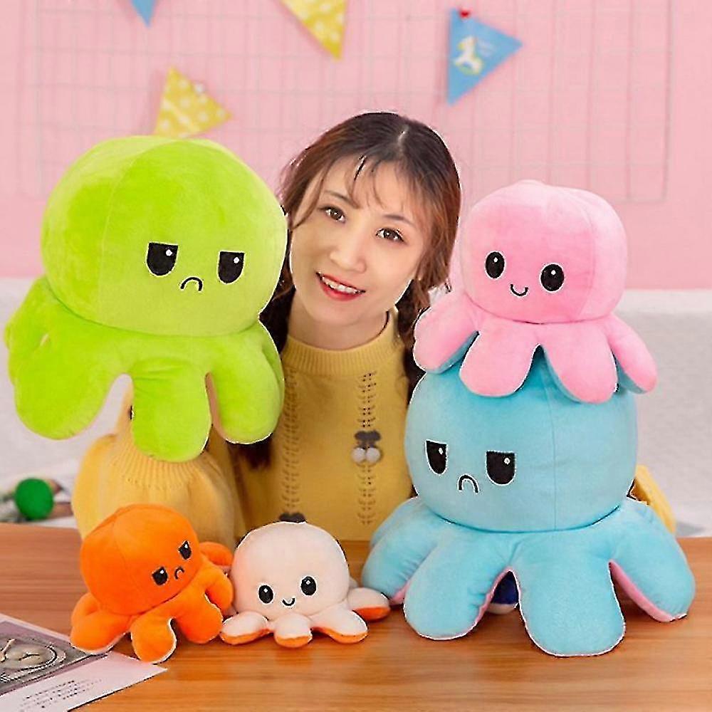 Dolla de plus reversibila, 30/40cm, octopus, doua culori, albastru ...