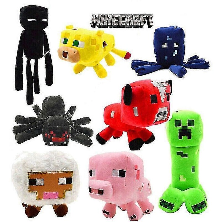 Комплект плюшени играчки, Creeper, 5 животни, многоцветни, различни размери