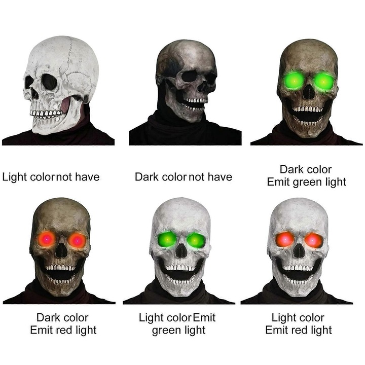 Masca de Craniu Complet cu Maxilar Mobil, Multicolor, 24x30x4cm