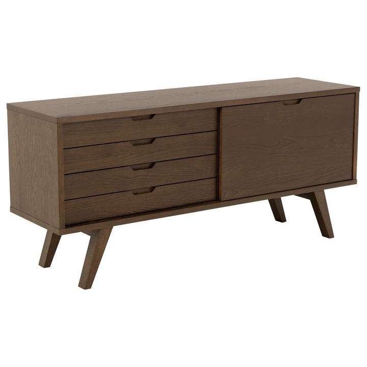 Comodă A-Line, Divani & Sofa, 4 sertare, furnir stejar, 160x45x72cm