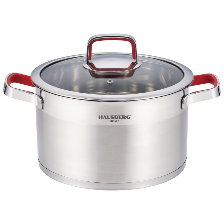 Oala inox 26cm Hausberg HB-H LUX 826 cu capac sticla inductie