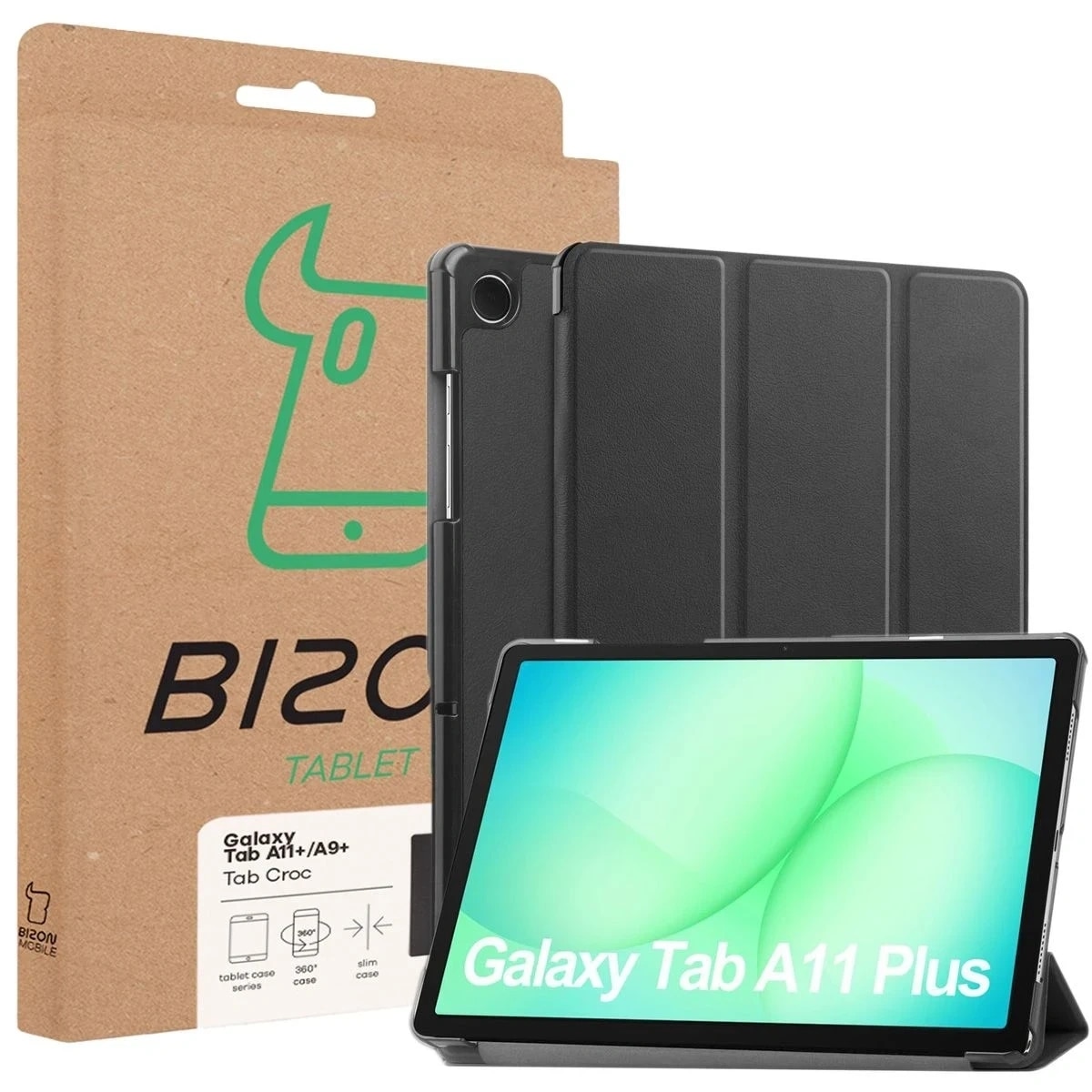 Husa Bizon Tab Croc compatibila cu Samsung Galaxy Tab A11 Plus / A9 Plus, Negru