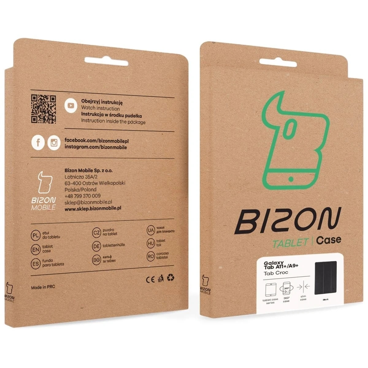 Husa Bizon Tab Croc compatibila cu Samsung Galaxy Tab A11 Plus / A9 Plus, Negru