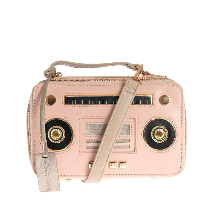Geanta dama roz cu design radio