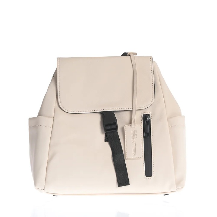 Rucsac casual crem cu design minimalist si detalii negre