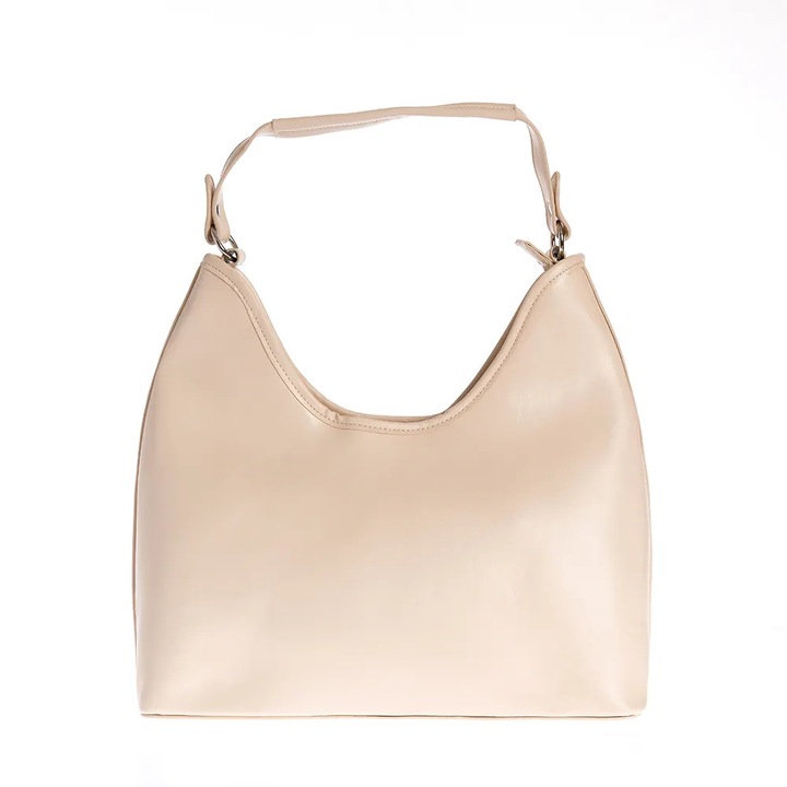 Geanta crem din piele ecologica tip hobo