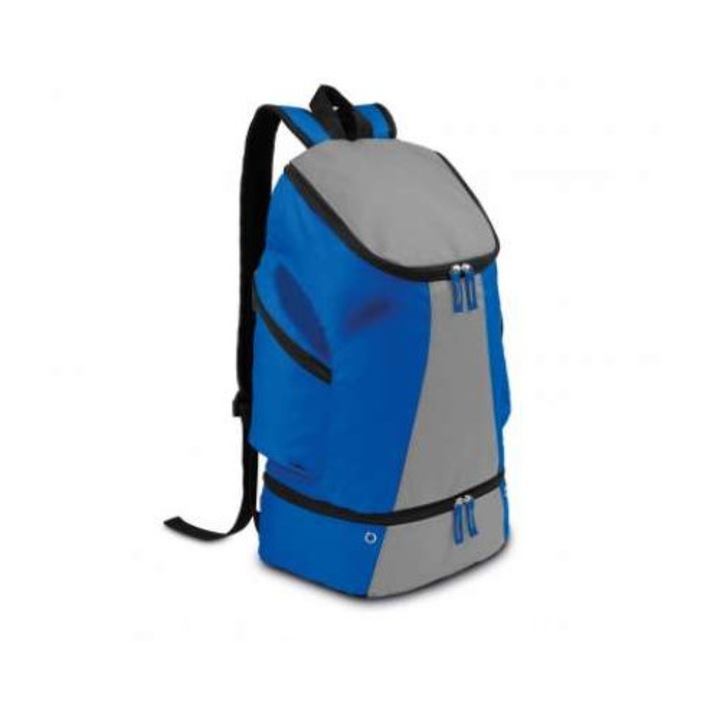 Rucsac sport poliester 600D si Ripstop 300D, Geravian, compartiment pantofi, buzunare laterale, spate respirabil, bretele ajustabile, albastru